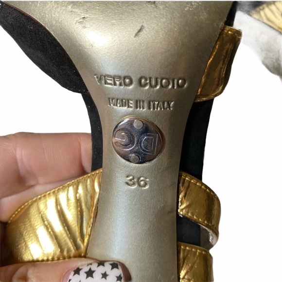 DOLCE & GABBANA Black Suede Gold Leather & snake - Picture 6 of 7